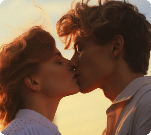 Realistic AI Couple Kissing