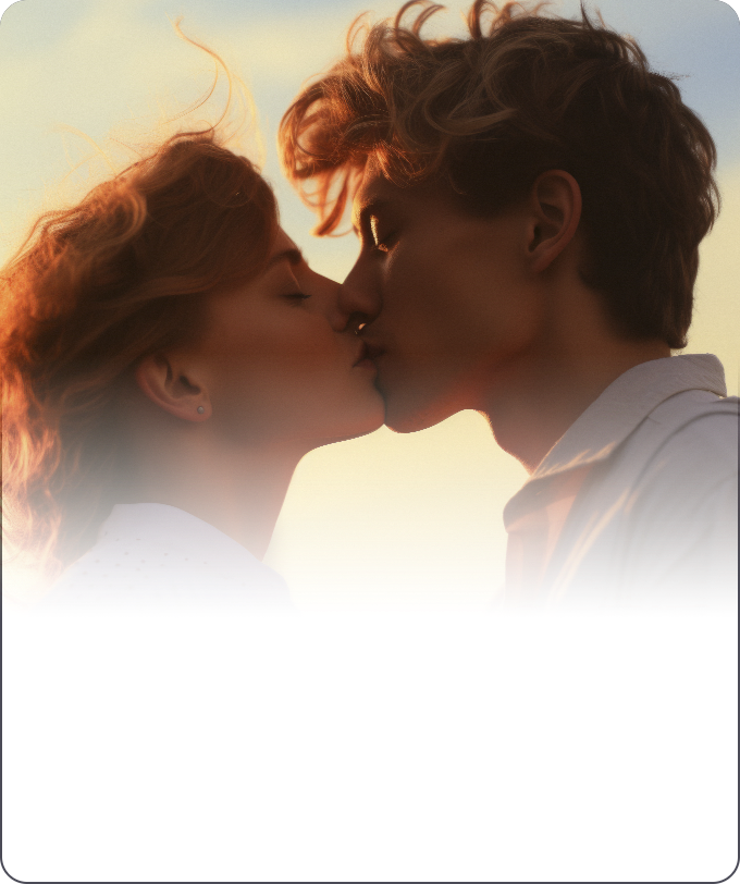 Realistic AI Couple Kissing